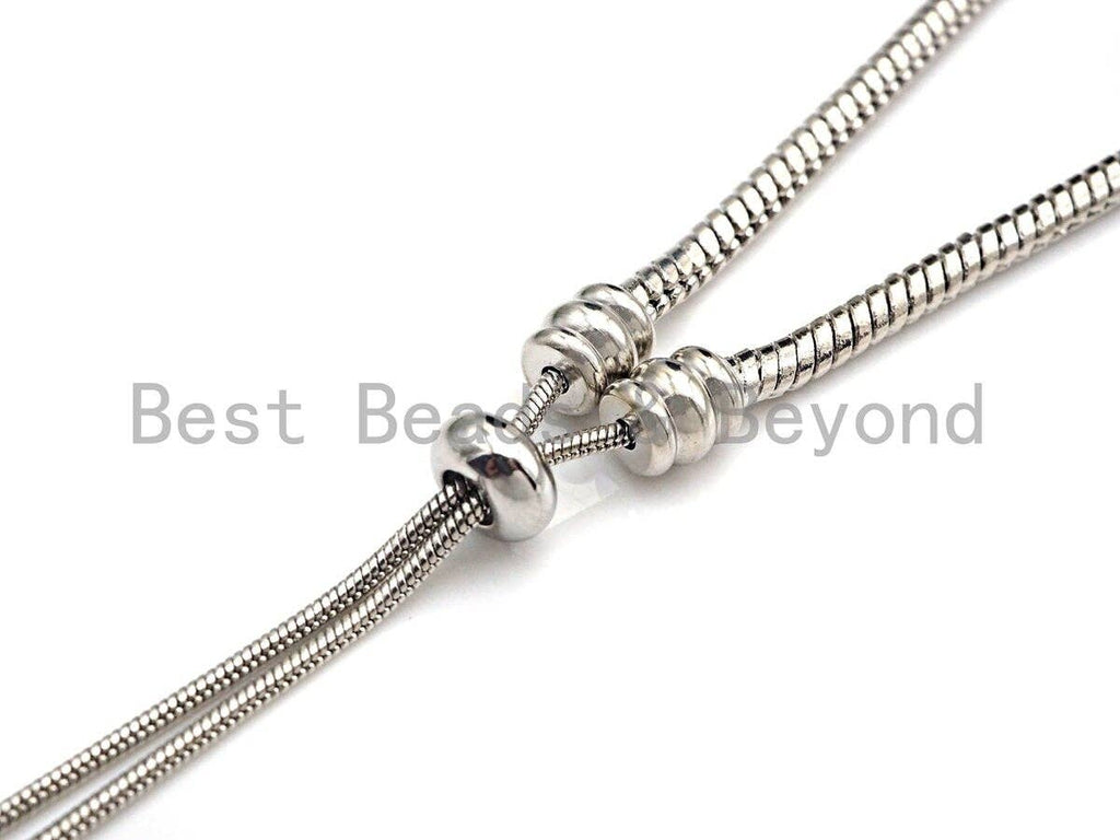 Adjustable Bracelet Chain for Large Hole Beads, Gold/Silver/Rose Gold/Gumetal Bracelet Chain, Pandora Style Slidnig braclet, sku#C111