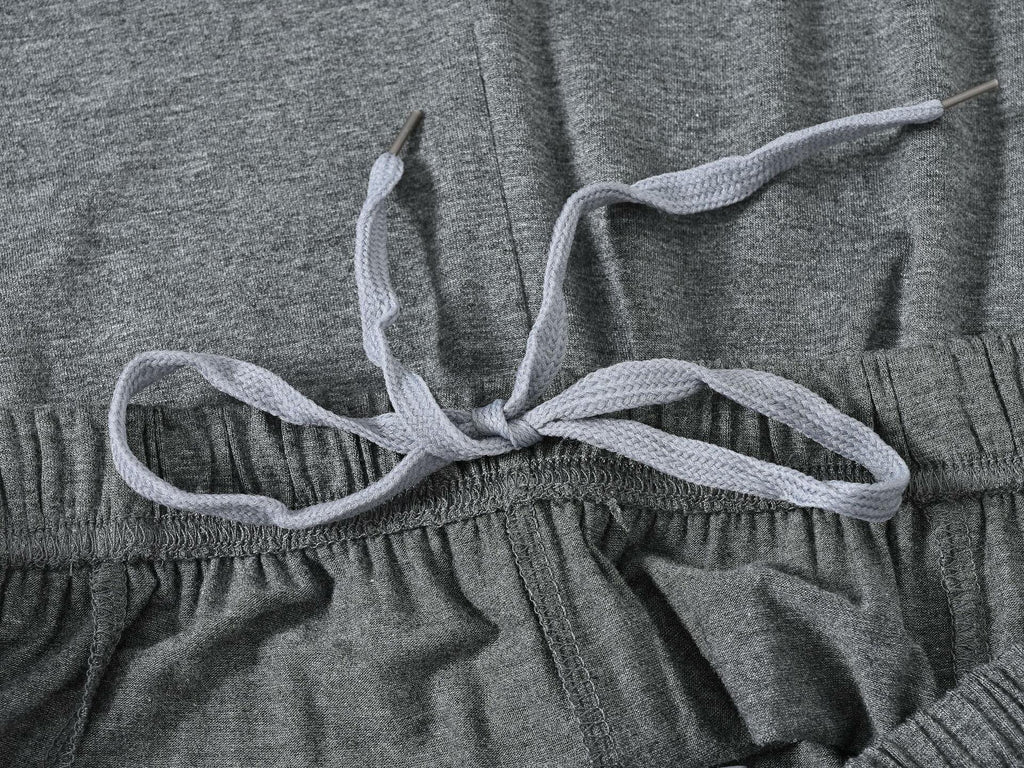 MoFiz Mens Sleepwear Pajama Set Lightweight Cotton Dark Gray Light Grey Size XL